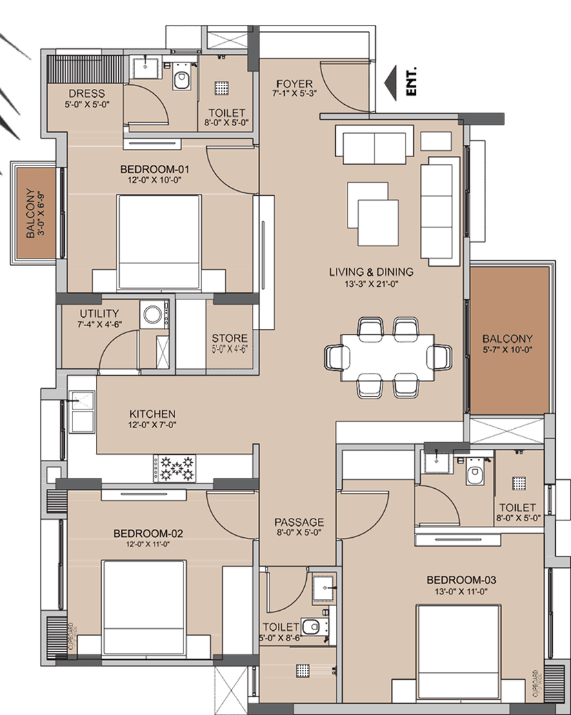 3BHK SMALL TYPE 1